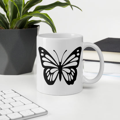 Positivity Butterfly White Ceramic Coffee Mug