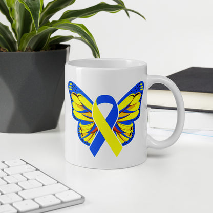 Down Syndrome Awareness Butterfly Ceramic Coffee Mug