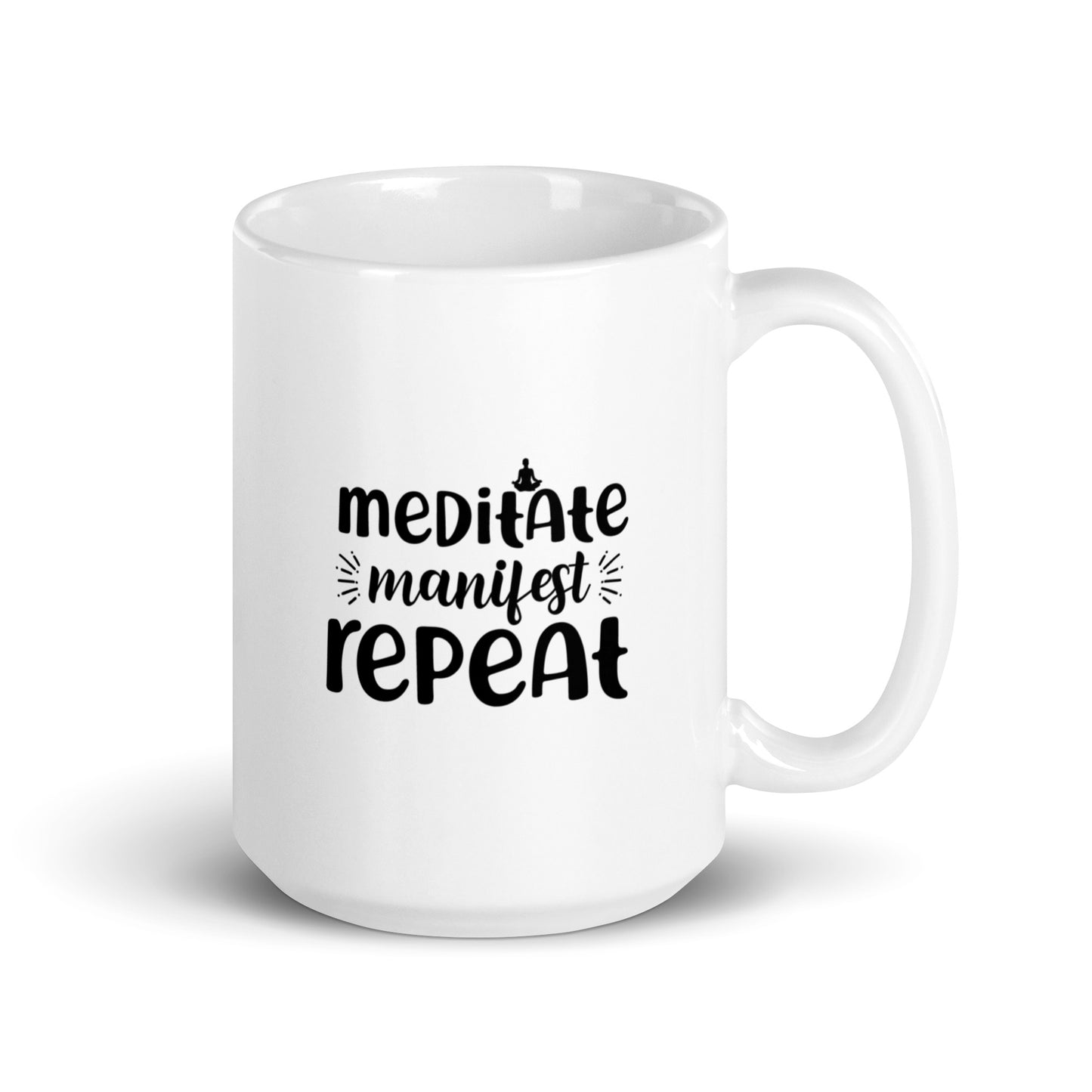 Meditate Manifest Repeat White Ceramic Coffee Mug