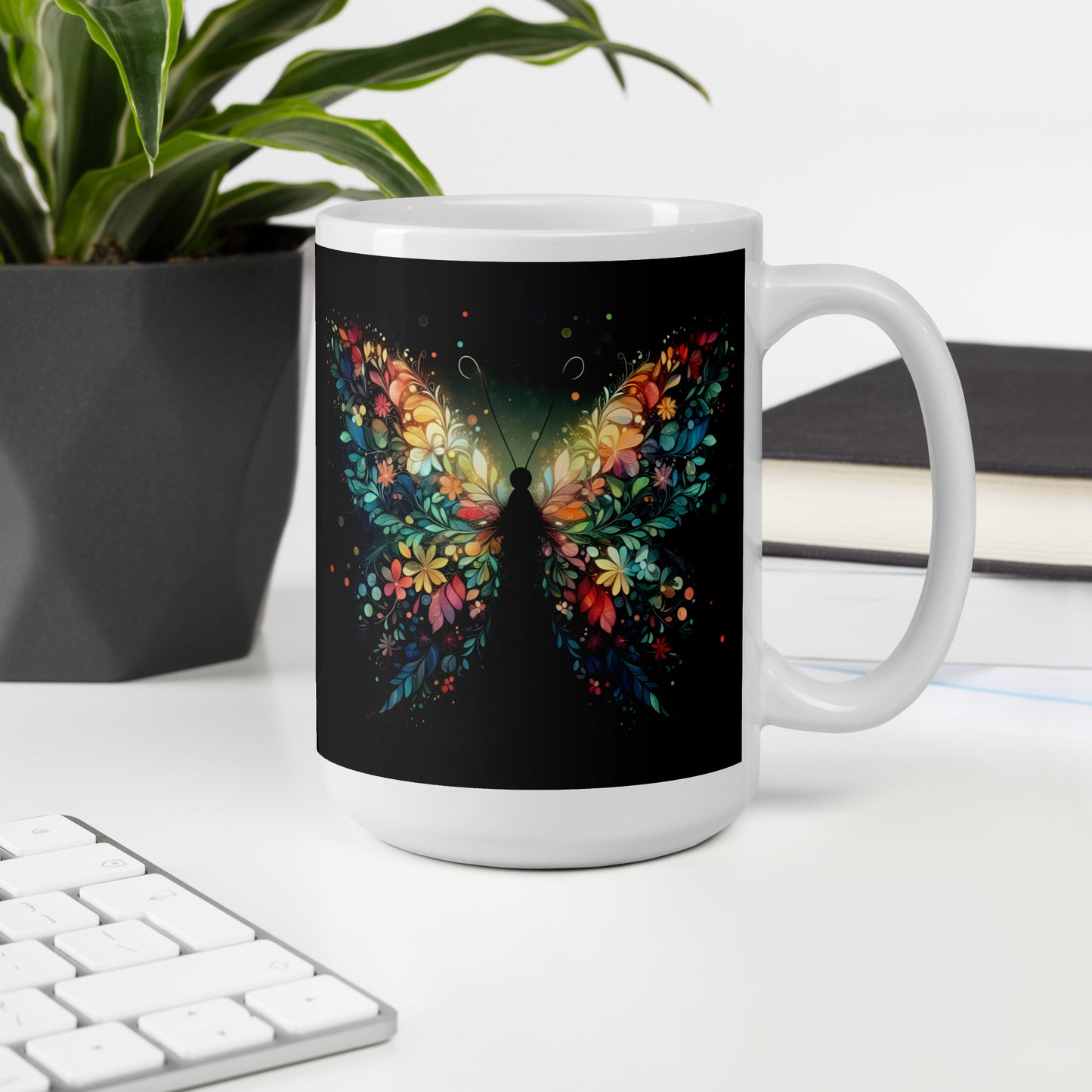 Emerging Butterfly White Ceramic Coffee Mug