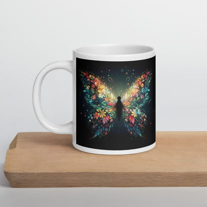 Emerging Butterfly White Ceramic Coffee Mug