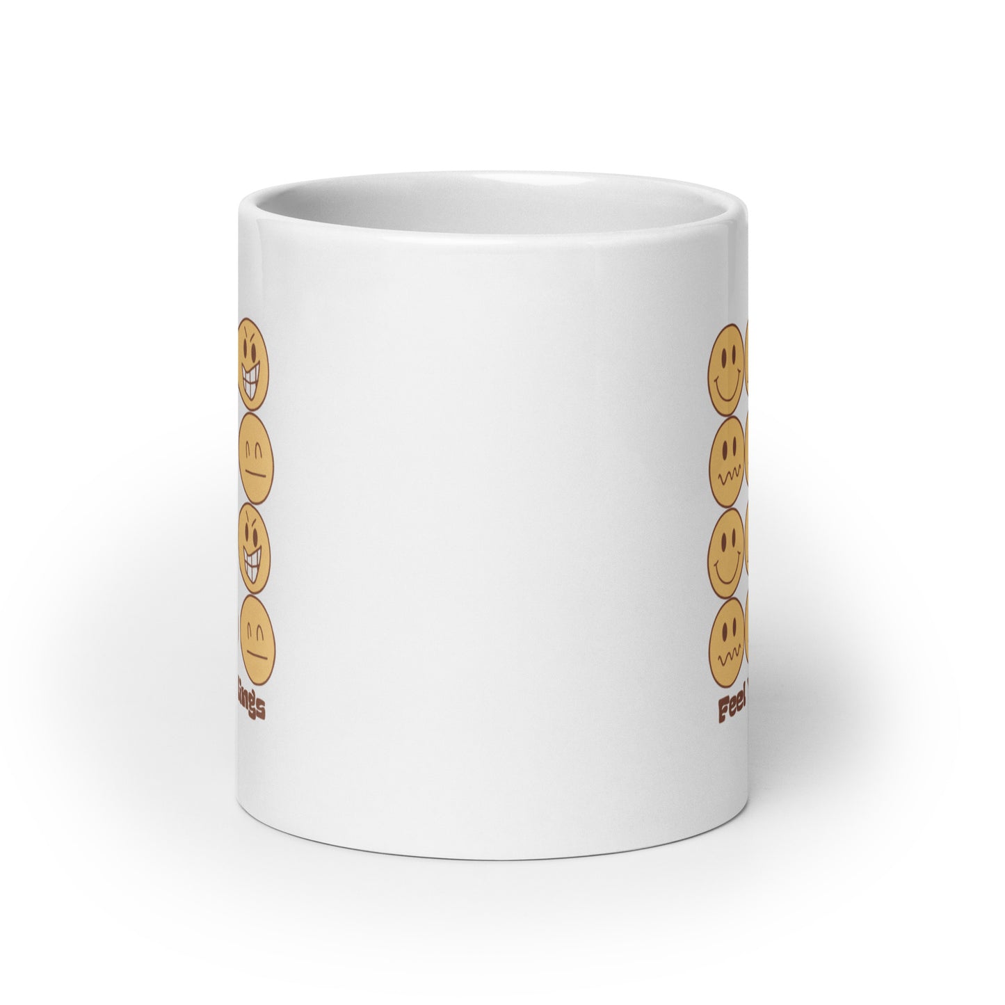 Feel Your Feelings Emojis White Ceramic Coffee Mug