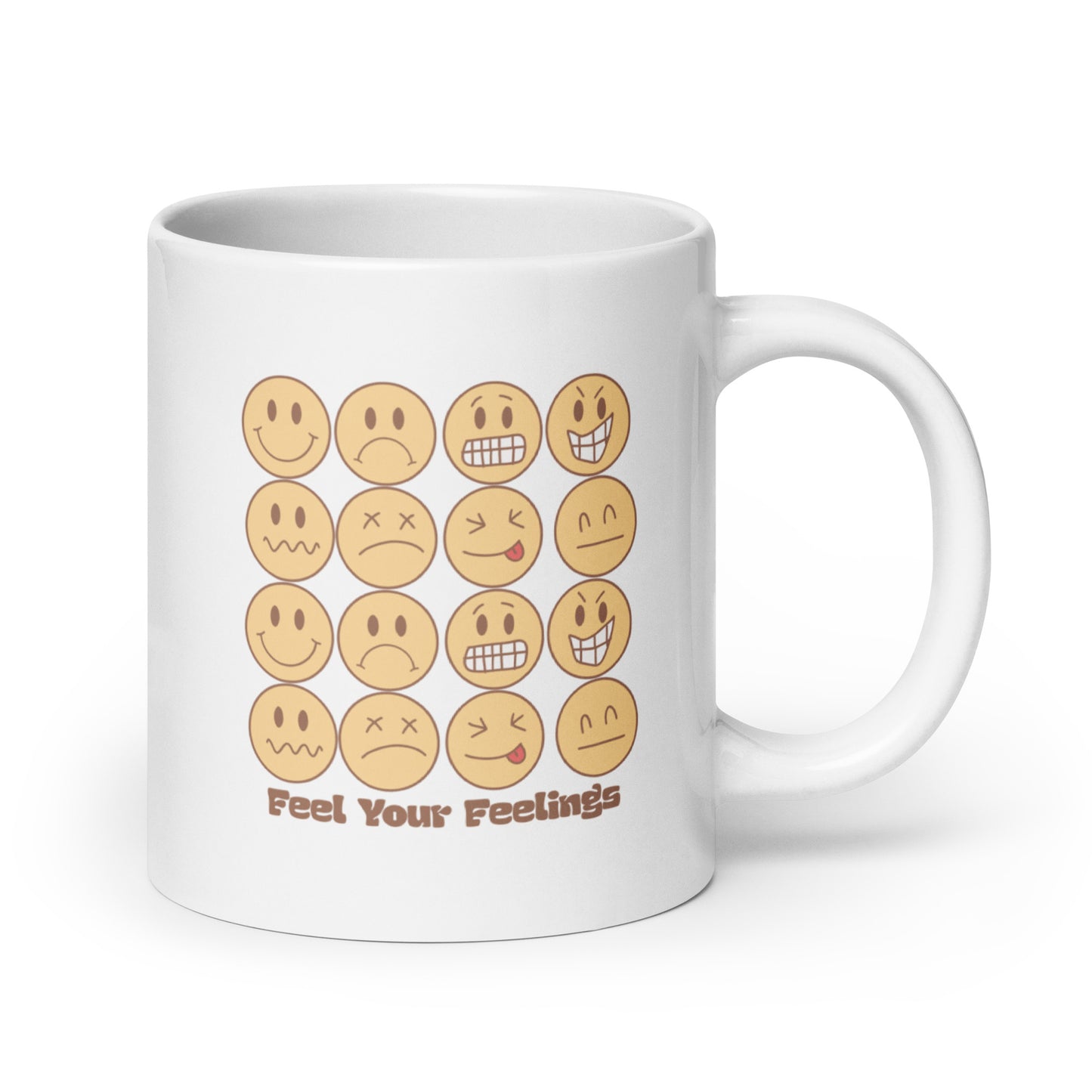 Feel Your Feelings Emojis White Ceramic Coffee Mug