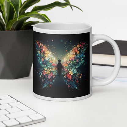 Emerging Butterfly White Ceramic Coffee Mug