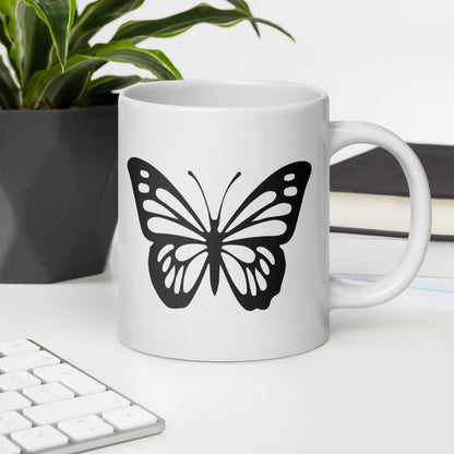 Positivity Butterfly White Ceramic Coffee Mug