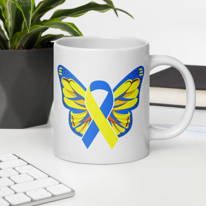 Down Syndrome Awareness Butterfly Ceramic Coffee Mug