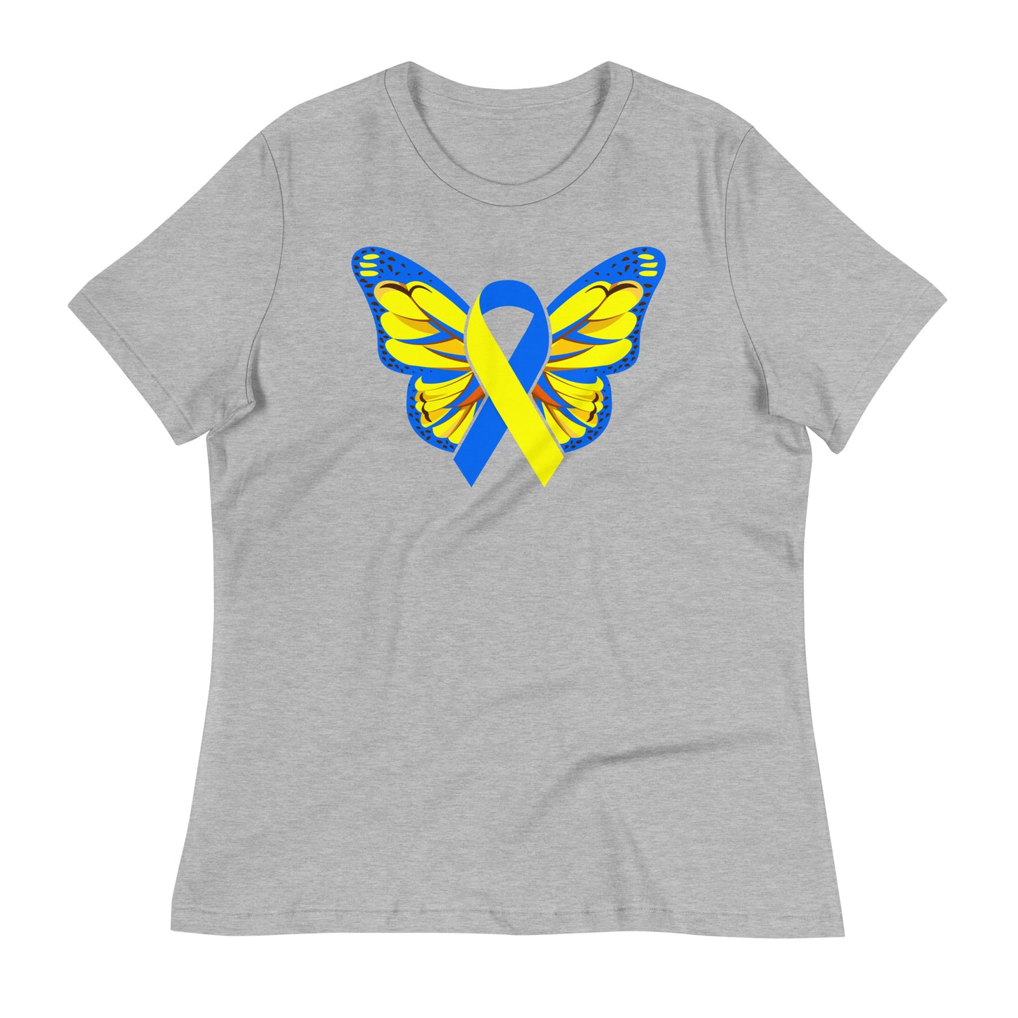 Down Syndrome Awareness Butterfly Ribbon Bella Canvas Relaxed Women's T-Shirt