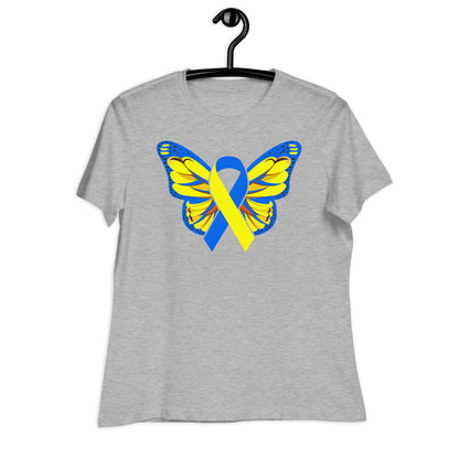 Down Syndrome Awareness Butterfly Ribbon Bella Canvas Relaxed Women's T-Shirt