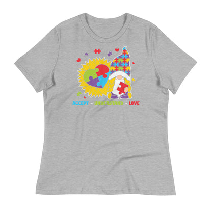 Accept Understand Love Autism Gnome Bella Canvas Relaxed Women's T-Shirt