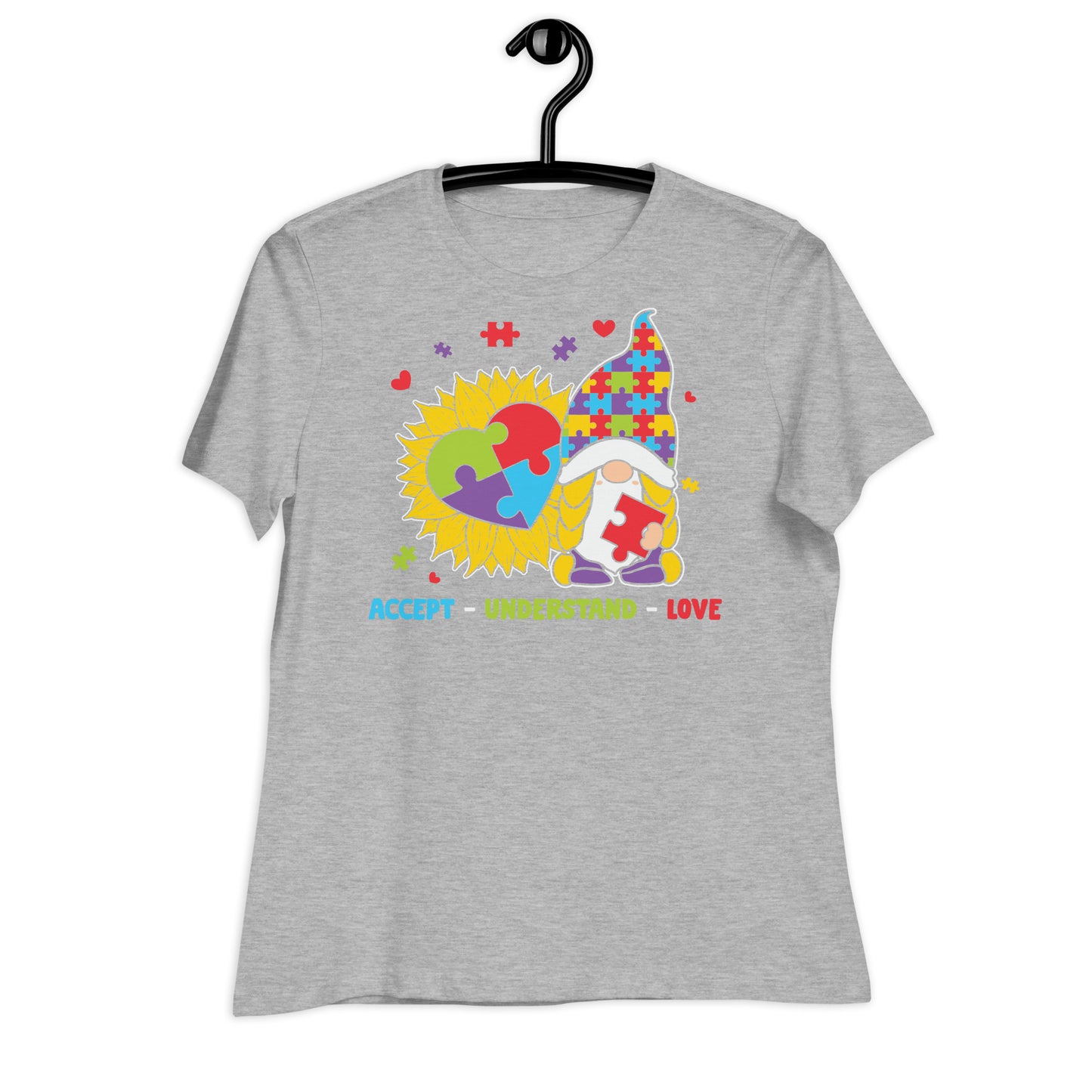 Accept Understand Love Autism Gnome Bella Canvas Relaxed Women's T-Shirt