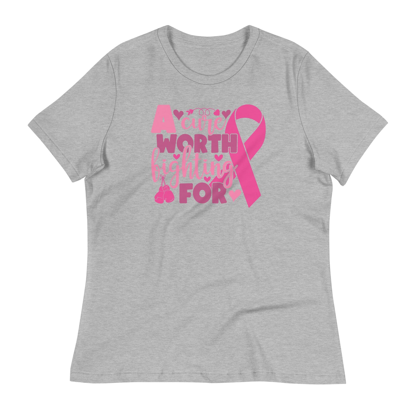 A Cure Worth Fighting For Breast Cancer Awareness Bella Canvas Relaxed Women's T-Shirt