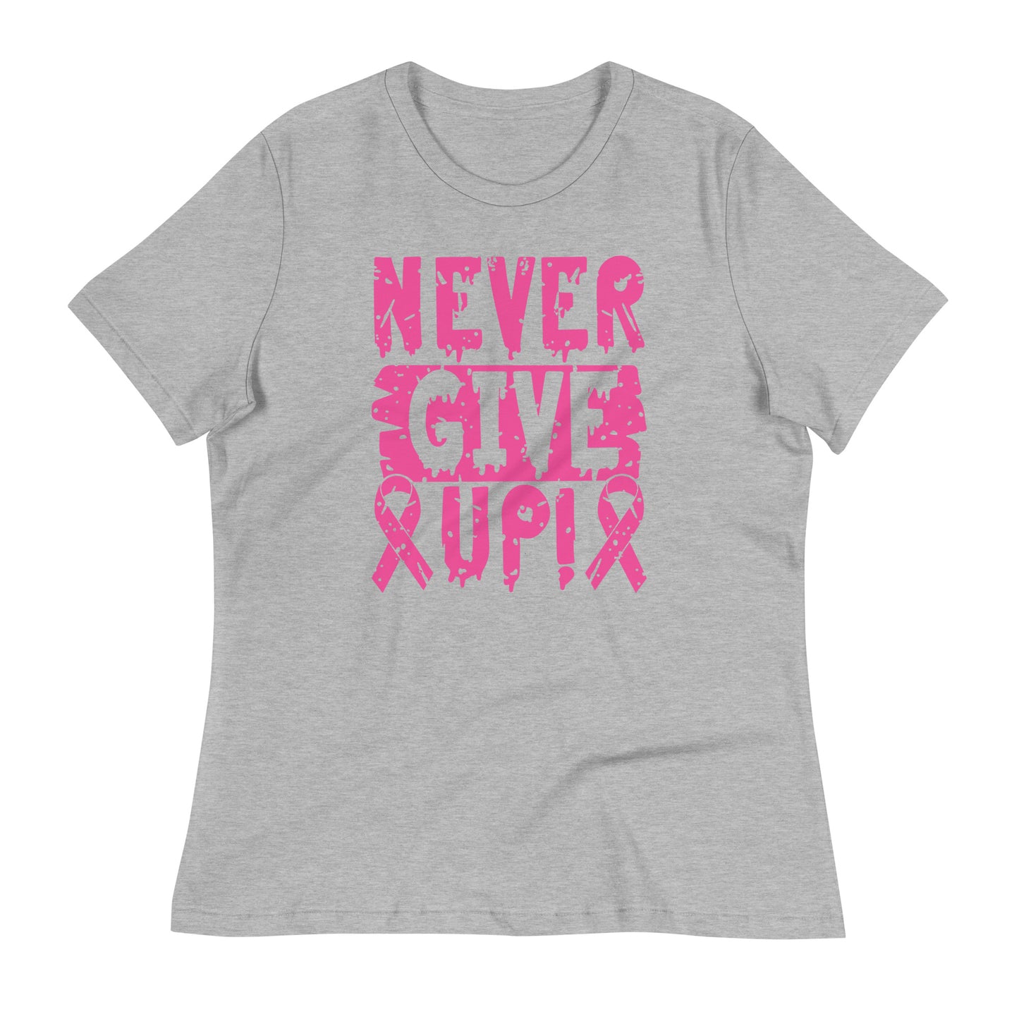 Never Give Up Breast Cancer Awareness Bella Canvas Relaxed Women's T-Shirt