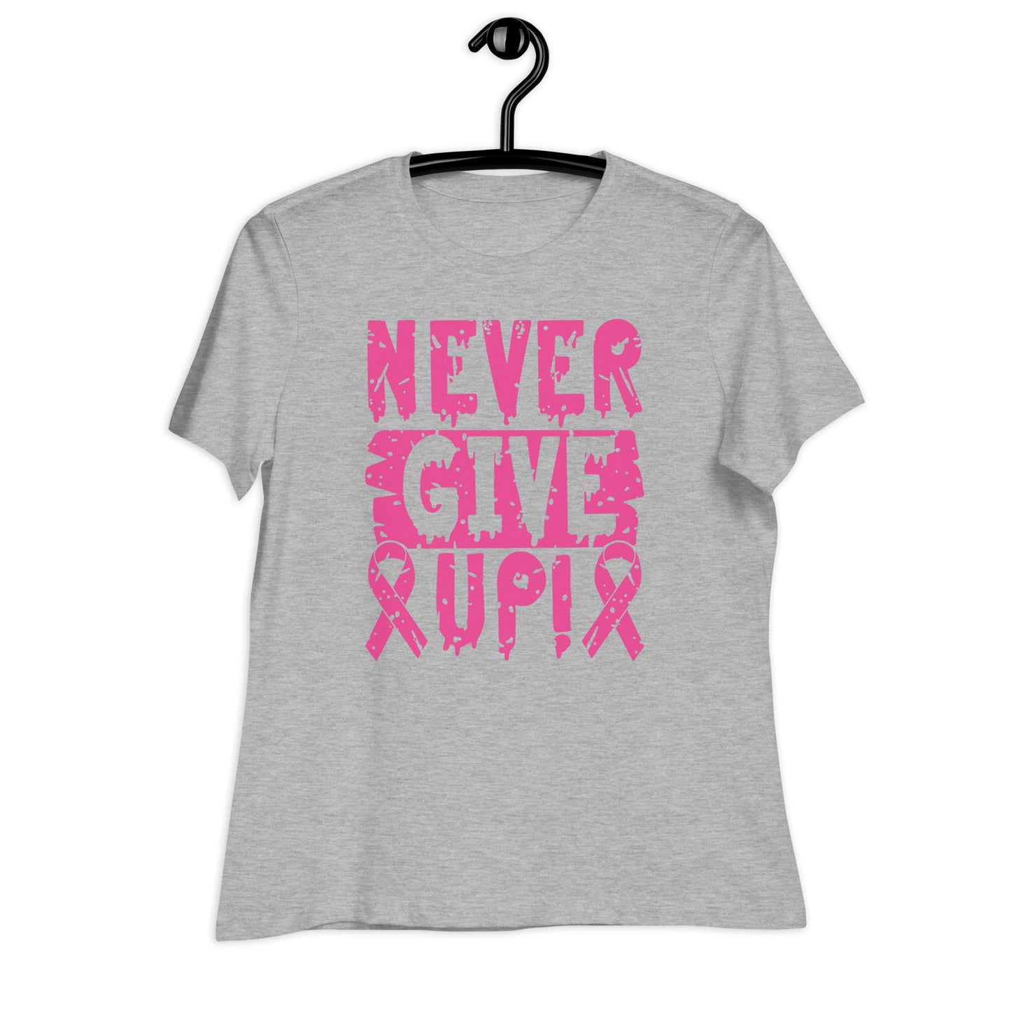 Never Give Up Breast Cancer Awareness Bella Canvas Relaxed Women's T-Shirt