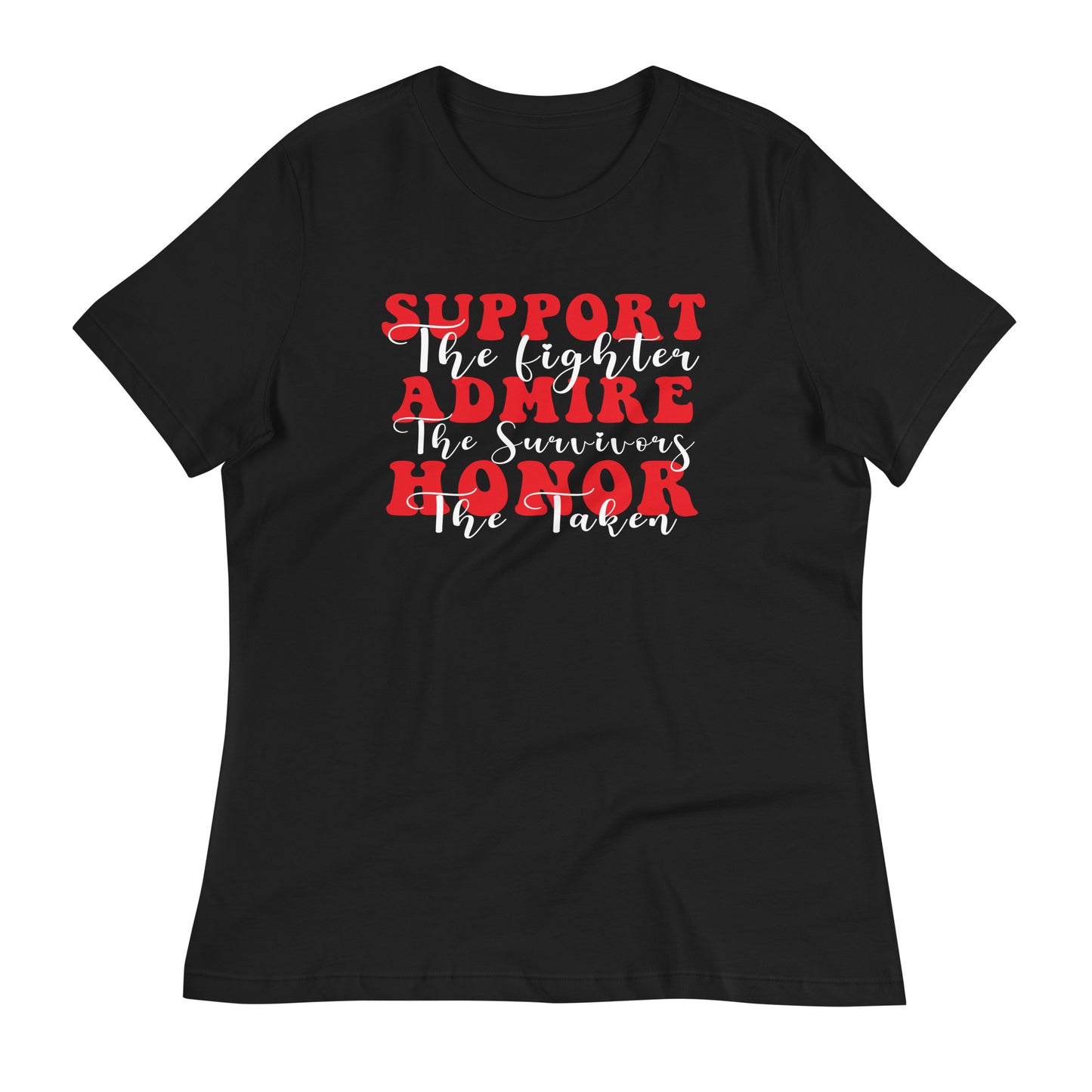 Support Admire Honor Heart Disease Awareness Bella Canvas Relaxed Women's T-Shirt