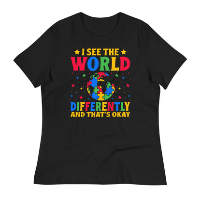 I See the World Differently Autism Acceptance Bella Canvas Relaxed Women's T-Shirt