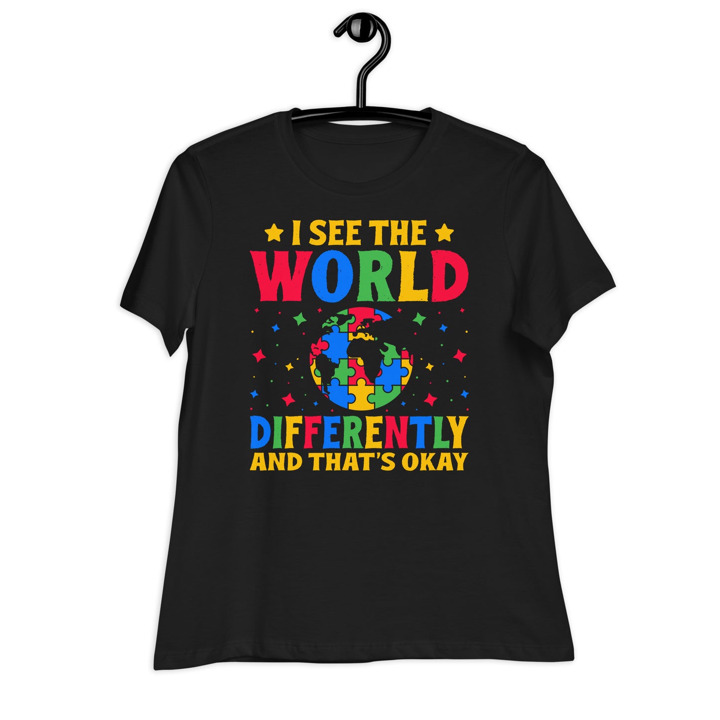 I See the World Differently Autism Acceptance Bella Canvas Relaxed Women's T-Shirt