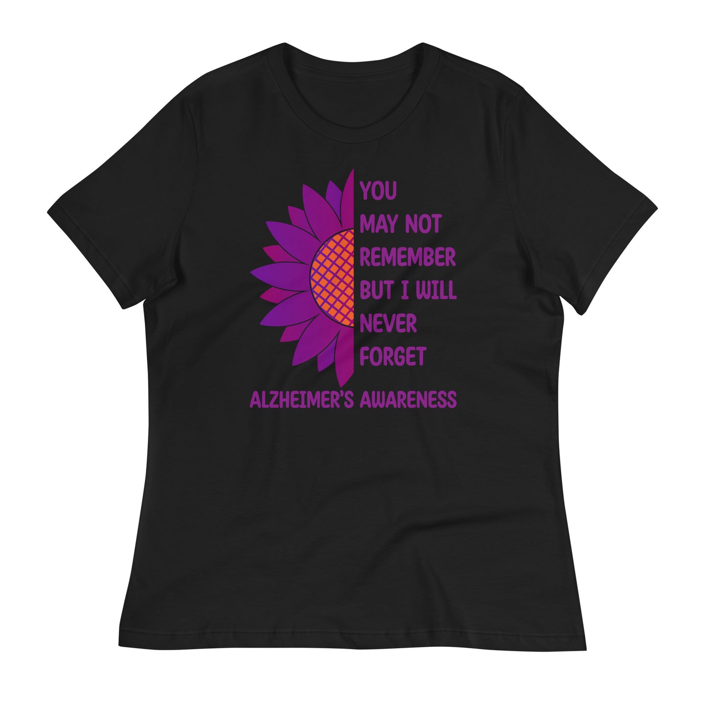 I Will Never Forget Alzheimer's Awareness Bella Canvas Relaxed Women's T-Shirt