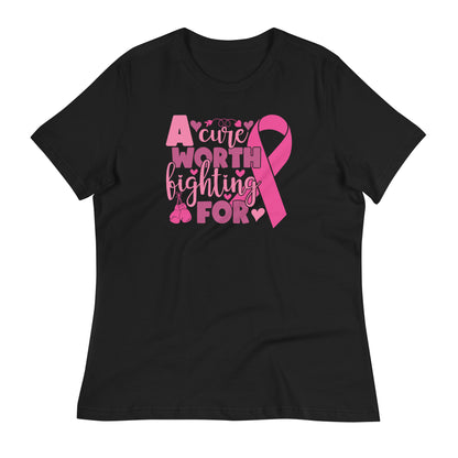 A Cure Worth Fighting For Breast Cancer Awareness Bella Canvas Relaxed Women's T-Shirt