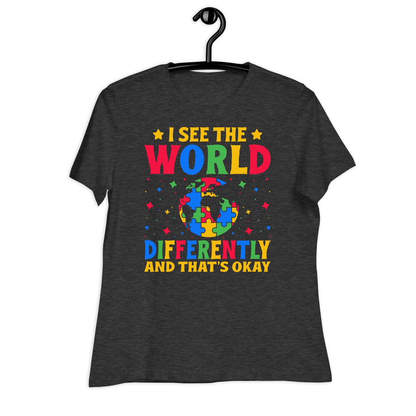 I See the World Differently Autism Acceptance Bella Canvas Relaxed Women's T-Shirt