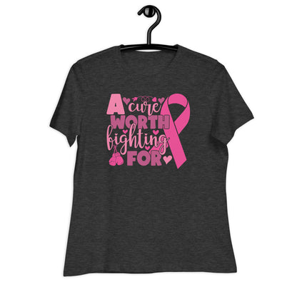 A Cure Worth Fighting For Breast Cancer Awareness Bella Canvas Relaxed Women's T-Shirt