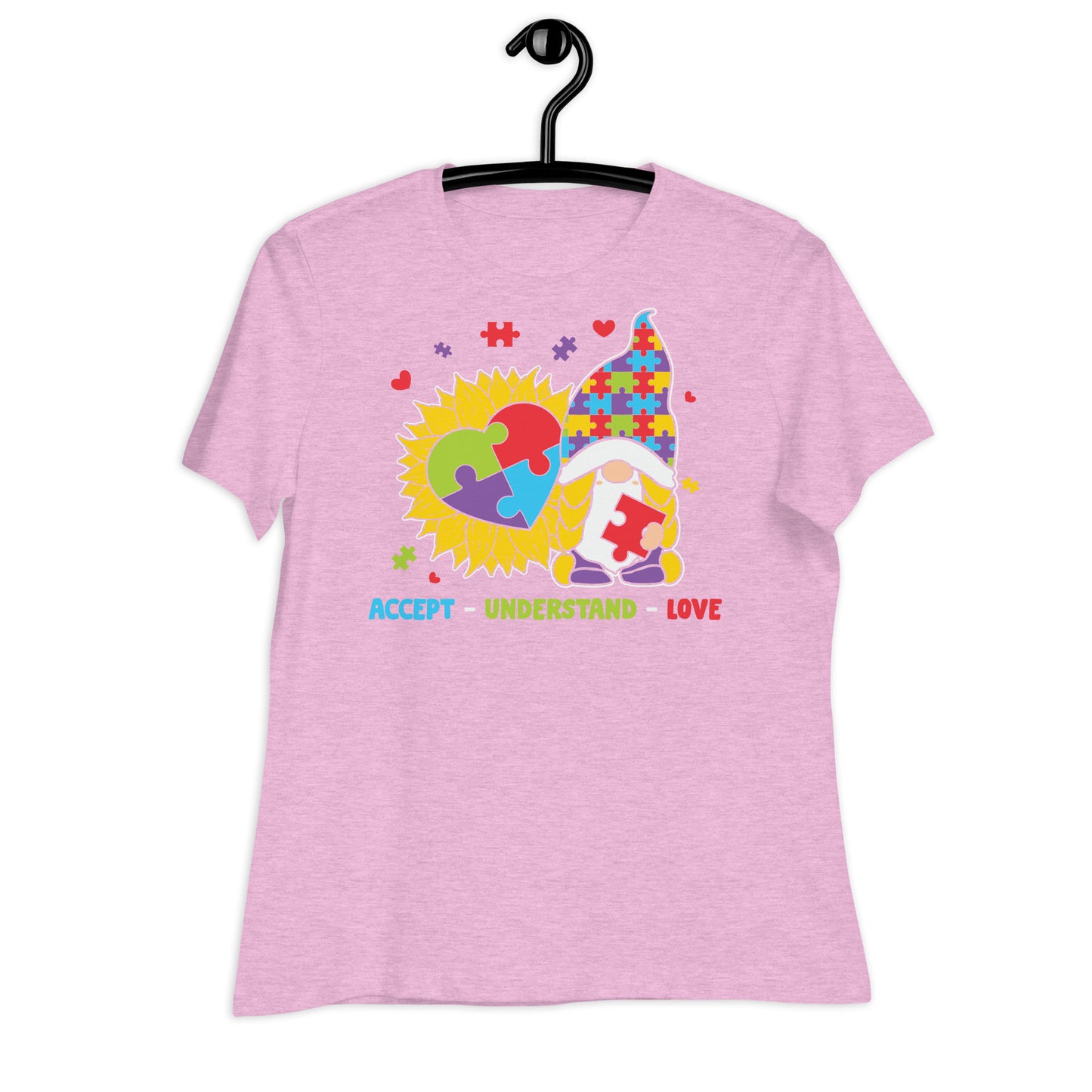 Accept Understand Love Autism Gnome Bella Canvas Relaxed Women's T-Shirt