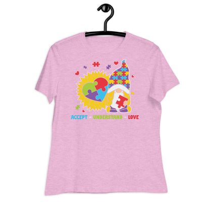 Accept Understand Love Autism Gnome Bella Canvas Relaxed Women's T-Shirt