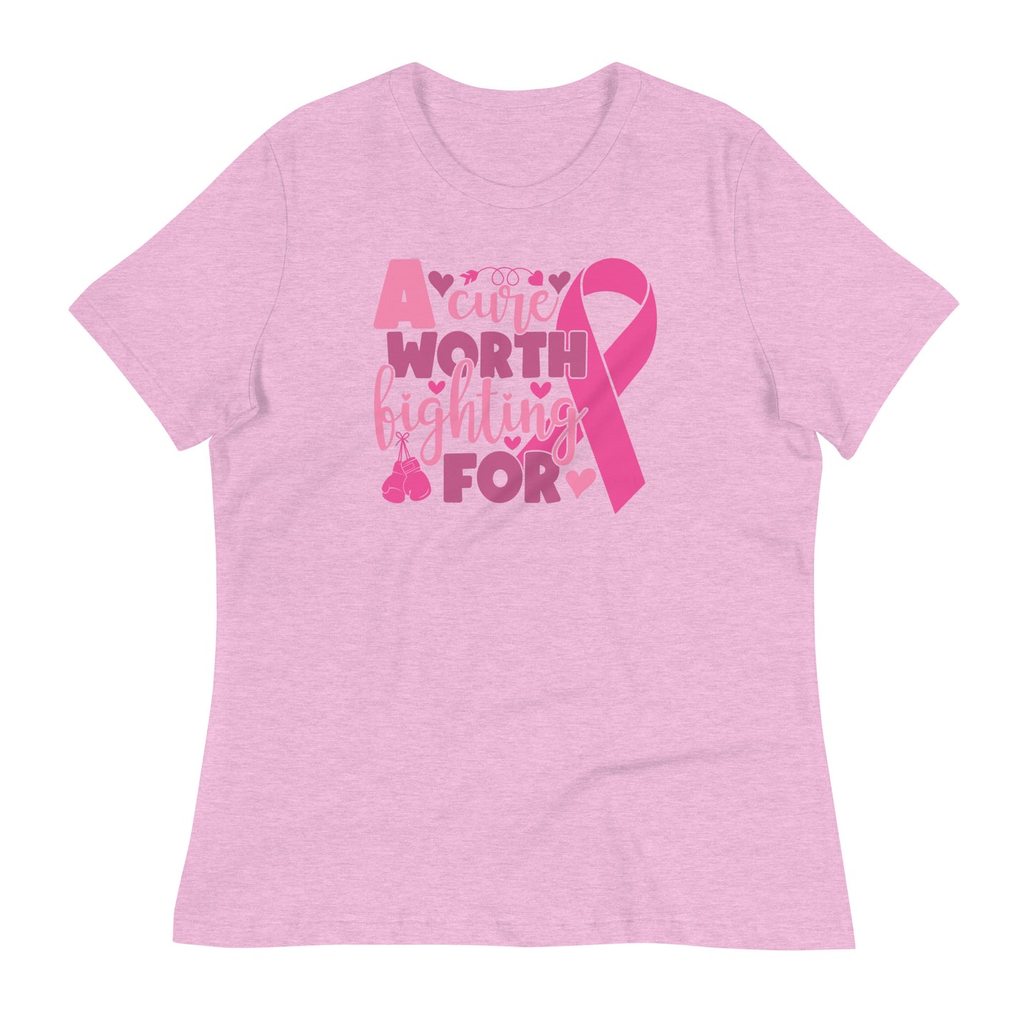 A Cure Worth Fighting For Breast Cancer Awareness Bella Canvas Relaxed Women's T-Shirt