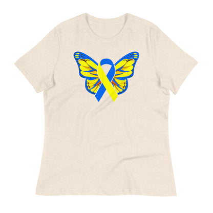 Down Syndrome Awareness Butterfly Ribbon Bella Canvas Relaxed Women's T-Shirt