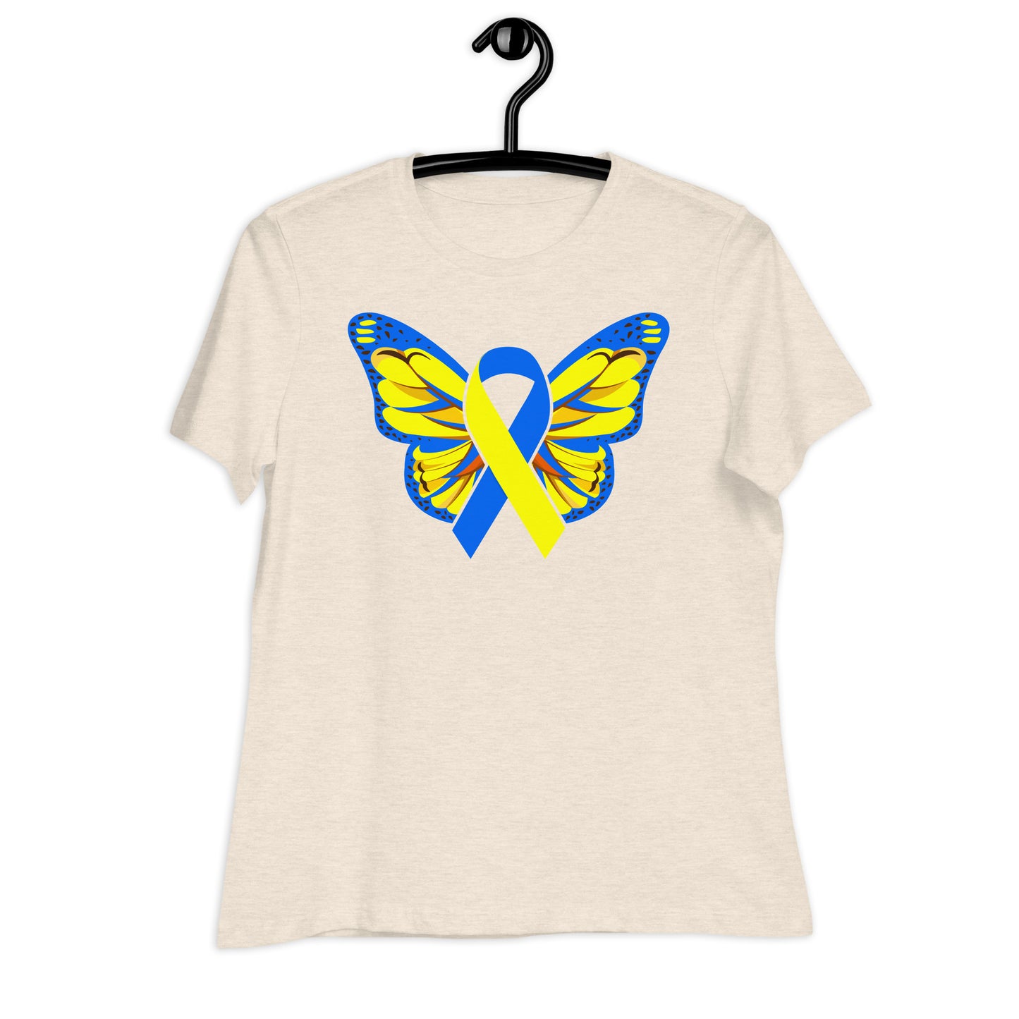 Down Syndrome Awareness Butterfly Ribbon Bella Canvas Relaxed Women's T-Shirt