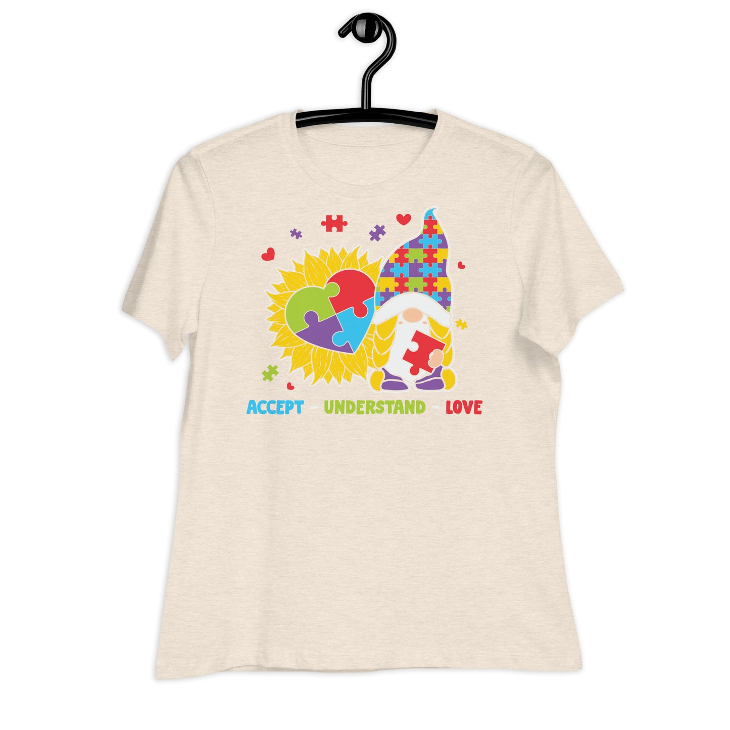 Accept Understand Love Autism Gnome Bella Canvas Relaxed Women's T-Shirt