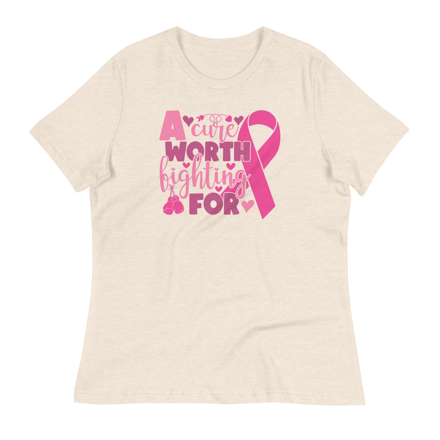 A Cure Worth Fighting For Breast Cancer Awareness Bella Canvas Relaxed Women's T-Shirt