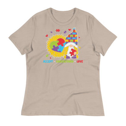 Accept Understand Love Autism Gnome Bella Canvas Relaxed Women's T-Shirt