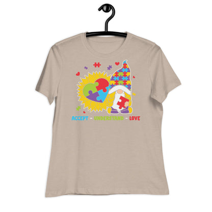 Accept Understand Love Autism Gnome Bella Canvas Relaxed Women's T-Shirt