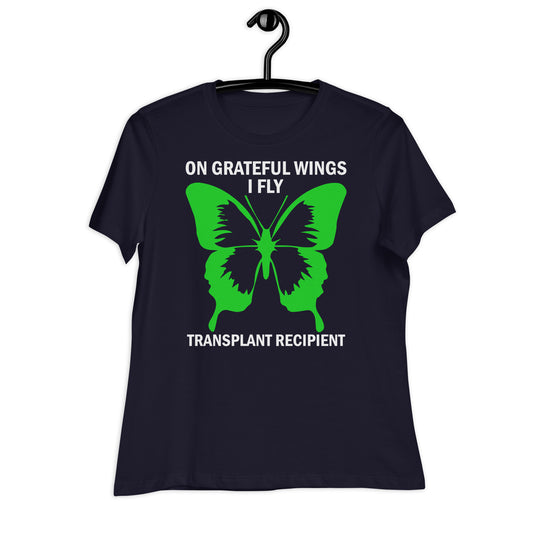 On Grateful Wings I Fly Transplant Recipient Bella Canvas Relaxed Women's T-Shirt