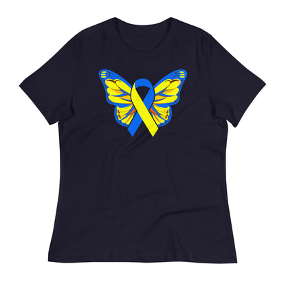 Down Syndrome Awareness Butterfly Ribbon Bella Canvas Relaxed Women's T-Shirt