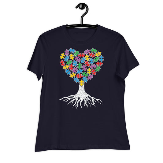 Autism Acceptance Tree Bella Canvas Relaxed Women's T-Shirt
