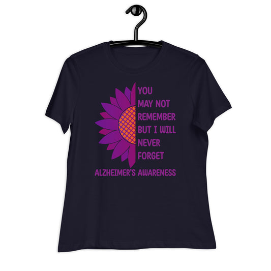 I Will Never Forget Alzheimer's Awareness Bella Canvas Relaxed Women's T-Shirt
