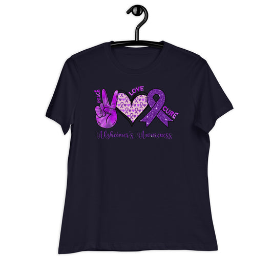 Peace Love Cure Alzheimer's Awareness Bella Canvas Relaxed Women's T-Shirt