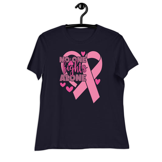 No Fights Alone Breast Cancer Awareness Bella Canvas Relaxed Women's T-Shirt