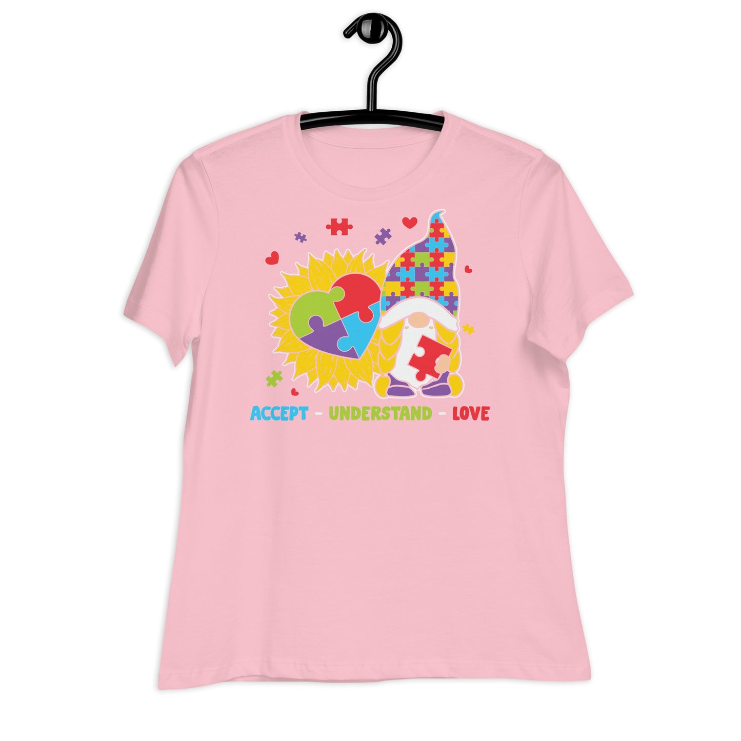 Accept Understand Love Autism Gnome Bella Canvas Relaxed Women's T-Shirt