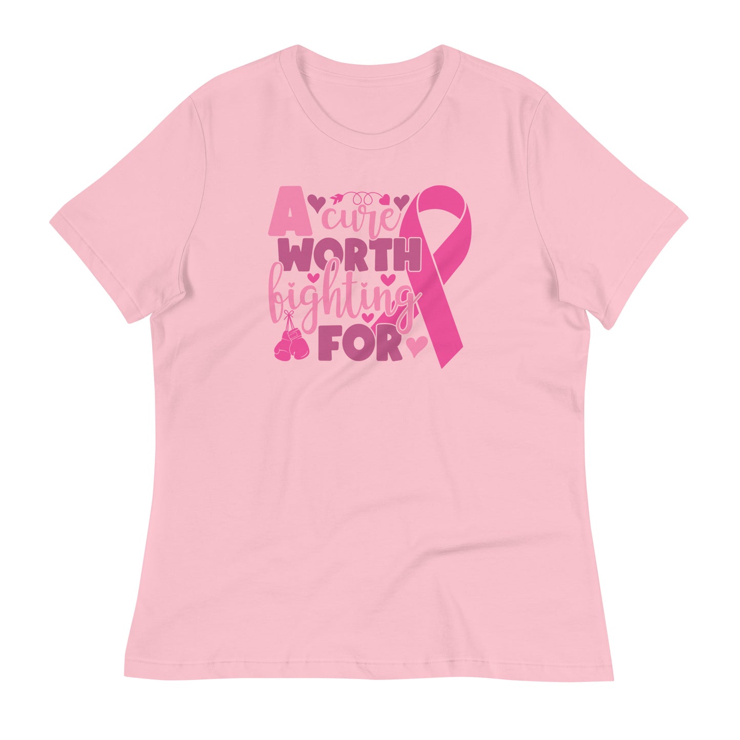 A Cure Worth Fighting For Breast Cancer Awareness Bella Canvas Relaxed Women's T-Shirt