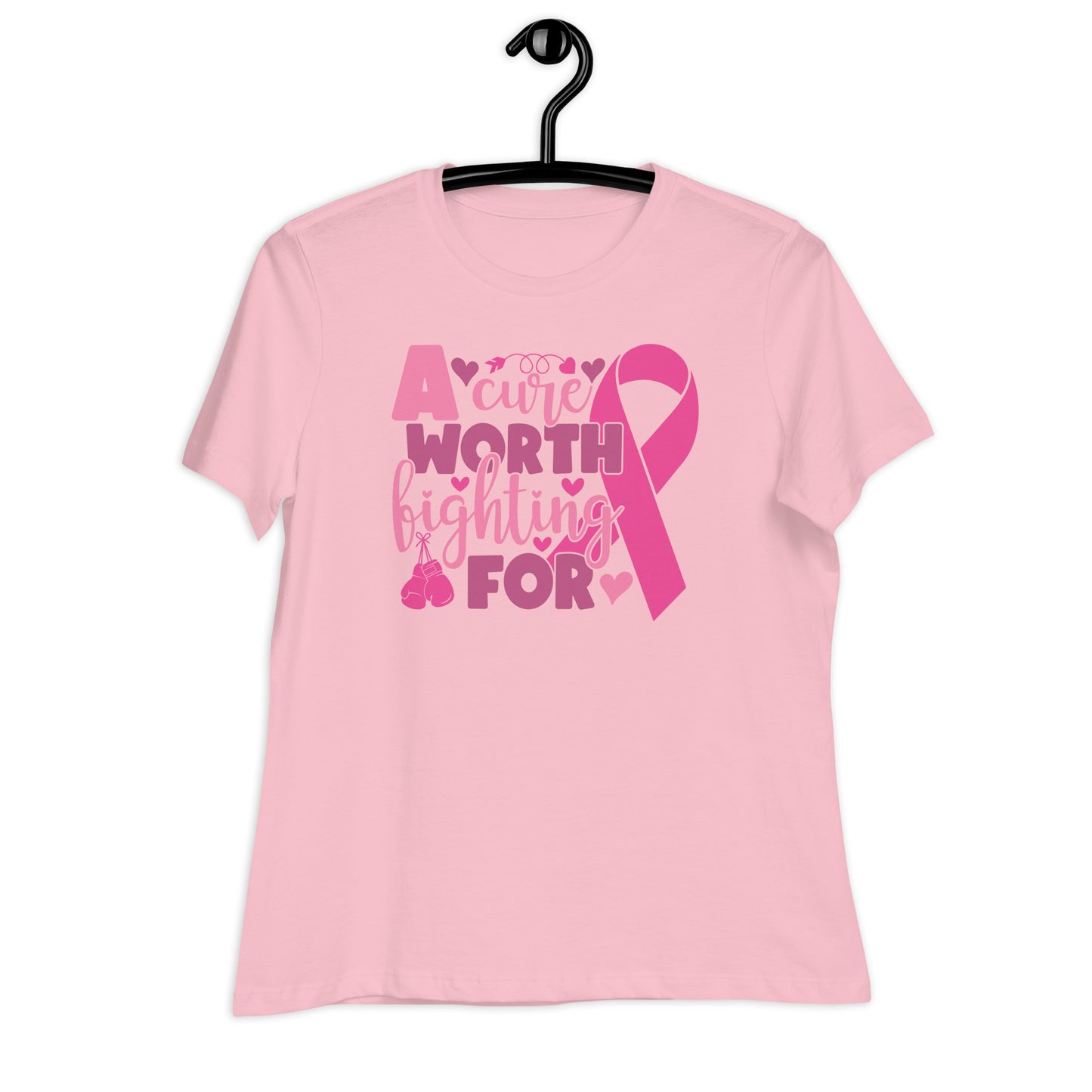 A Cure Worth Fighting For Breast Cancer Awareness Bella Canvas Relaxed Women's T-Shirt