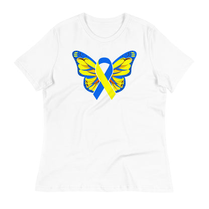 Down Syndrome Awareness Butterfly Ribbon Bella Canvas Relaxed Women's T-Shirt