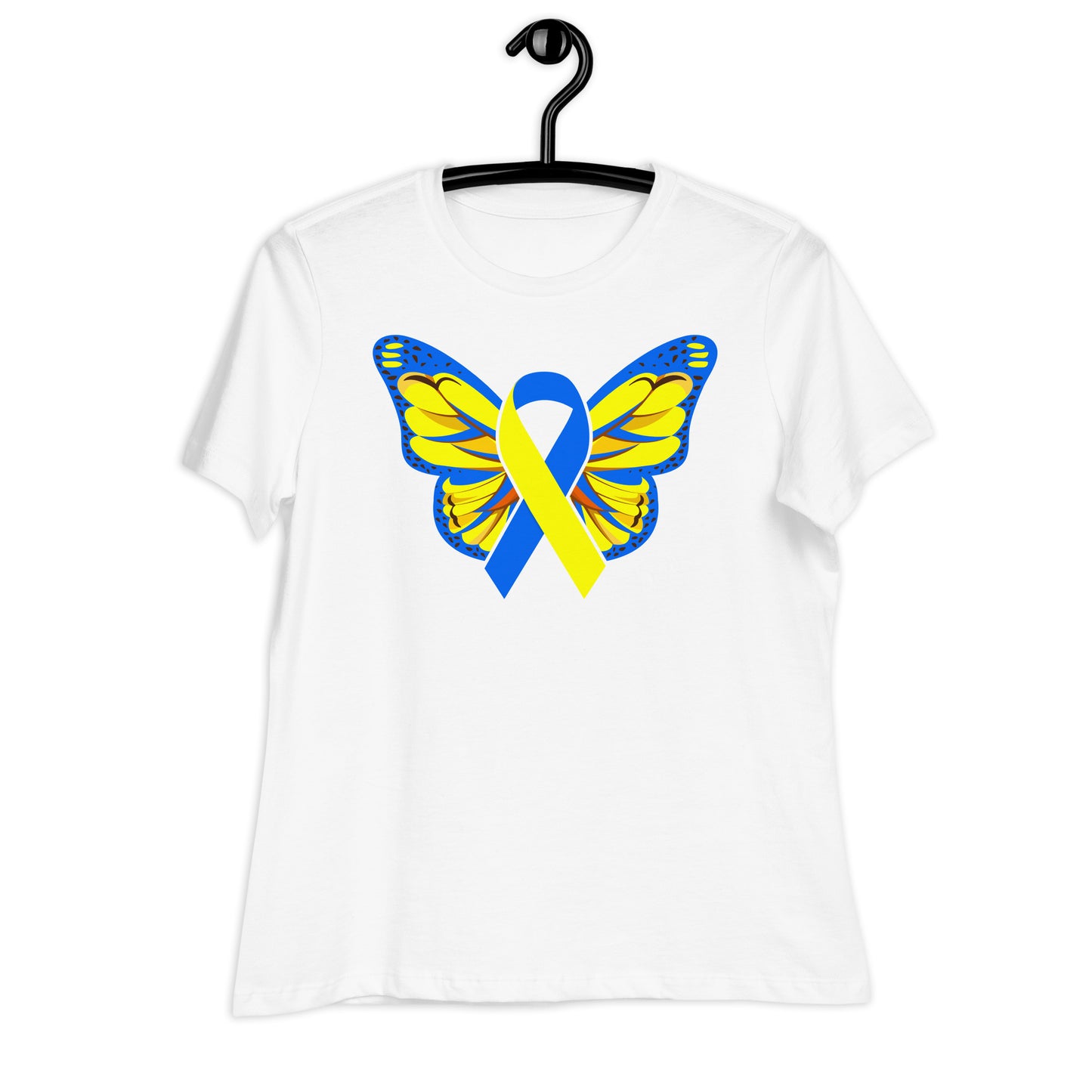 Down Syndrome Awareness Butterfly Ribbon Bella Canvas Relaxed Women's T-Shirt