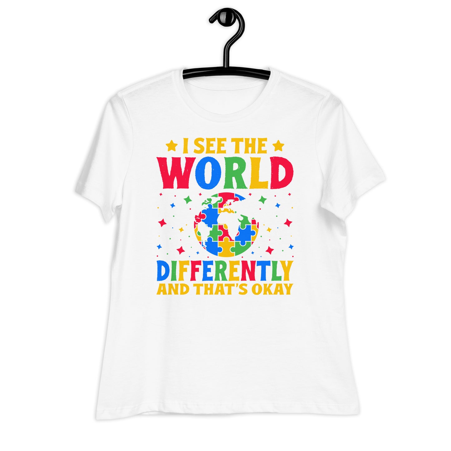 I See the World Differently Autism Acceptance Bella Canvas Relaxed Women's T-Shirt