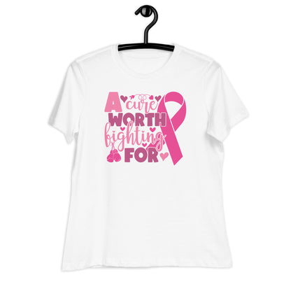 A Cure Worth Fighting For Breast Cancer Awareness Bella Canvas Relaxed Women's T-Shirt