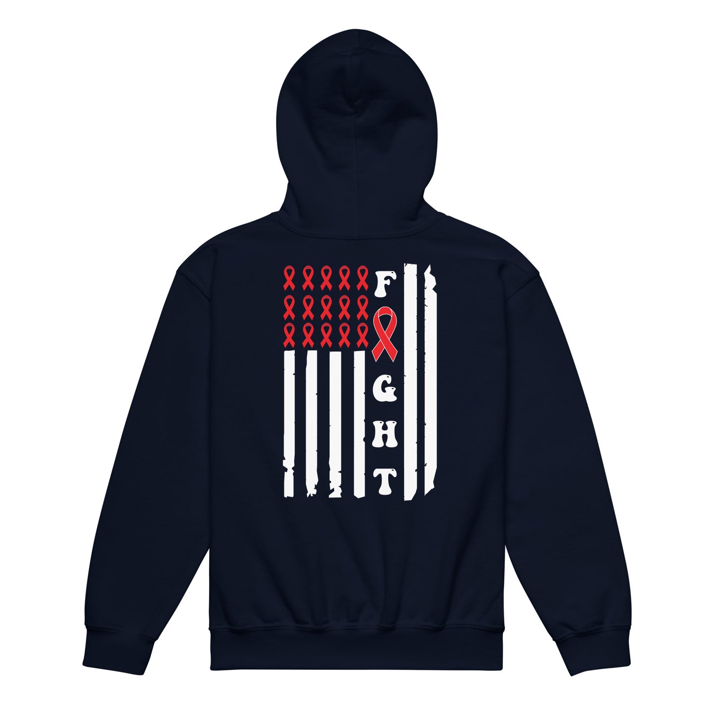 Fight Heart Disease Awareness Flag Classic Gildan Youth Hoodie