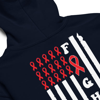 Fight Heart Disease Awareness Flag Classic Gildan Youth Hoodie