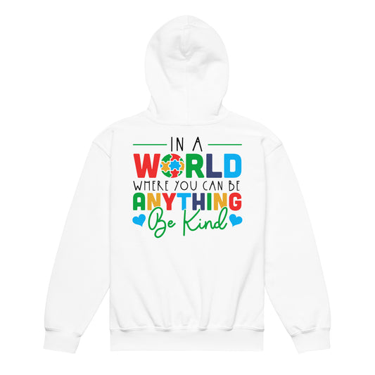 In a World Where You Can Be Anything Be Kind Autism Acceptance Classic Gildan Youth Hoodie