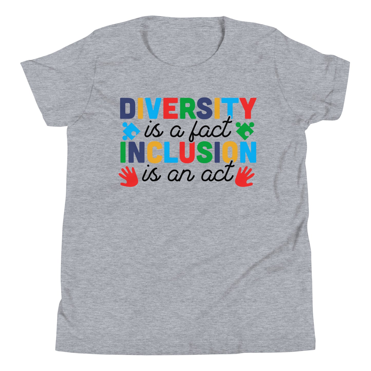 Diversity is a Fact Inclusion is an Act Autism Acceptance Quality Cotton Bella Canvas Youth T-Shirt